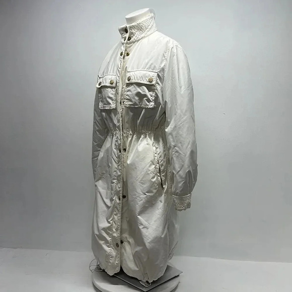 Red Valentino Puffer Jacket Trench Long Coat Full Zip Ivory Women's Size 44 US 6 - Picture 10 of 16